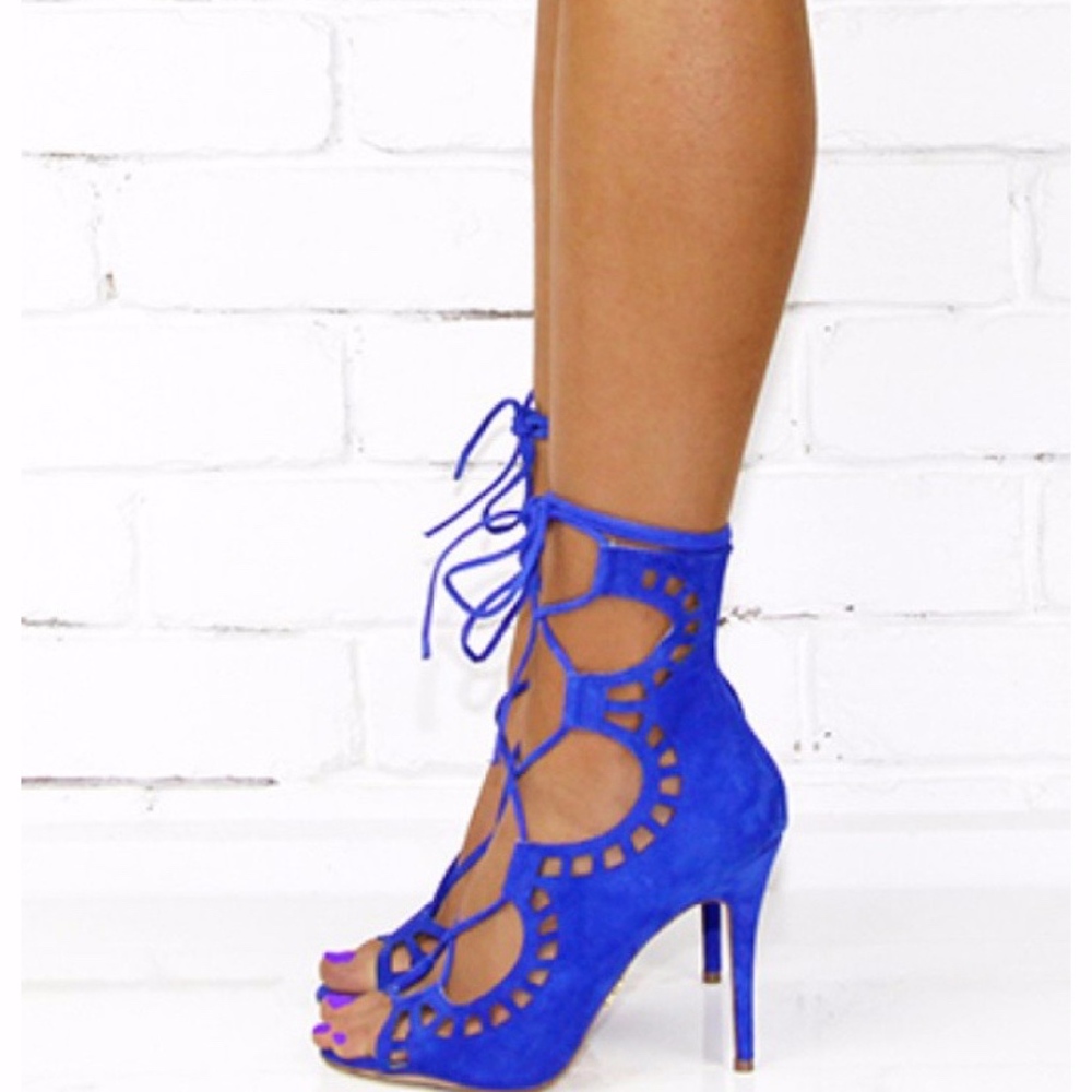 Windsor Smith Gillie Lace Up Heel Cobalt